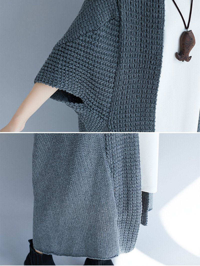 Fall Batwing Sleeves Long Knitting Overcoat-STYLEGOING