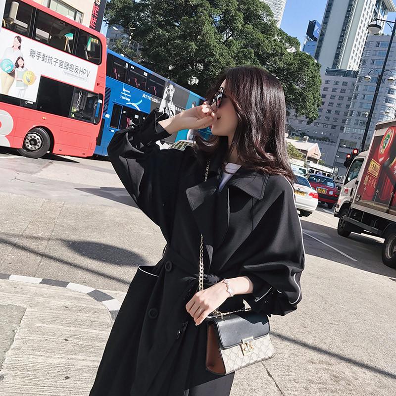 Leisure Black Women Long Trenchcoat-STYLEGOING