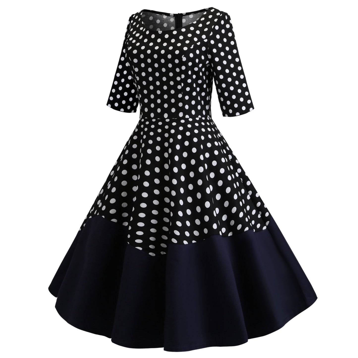 Round Neck Half Sleeves Vintage Dresses-STYLEGOING