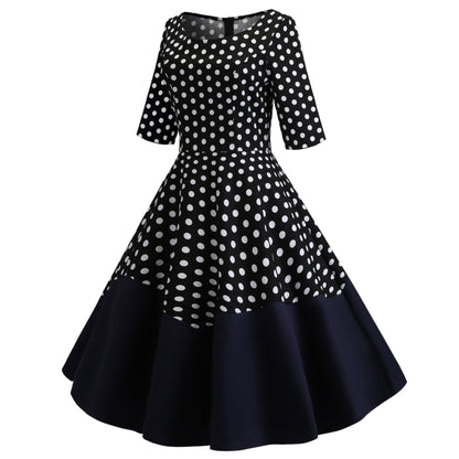 Round Neck Half Sleeves Vintage Dresses-STYLEGOING