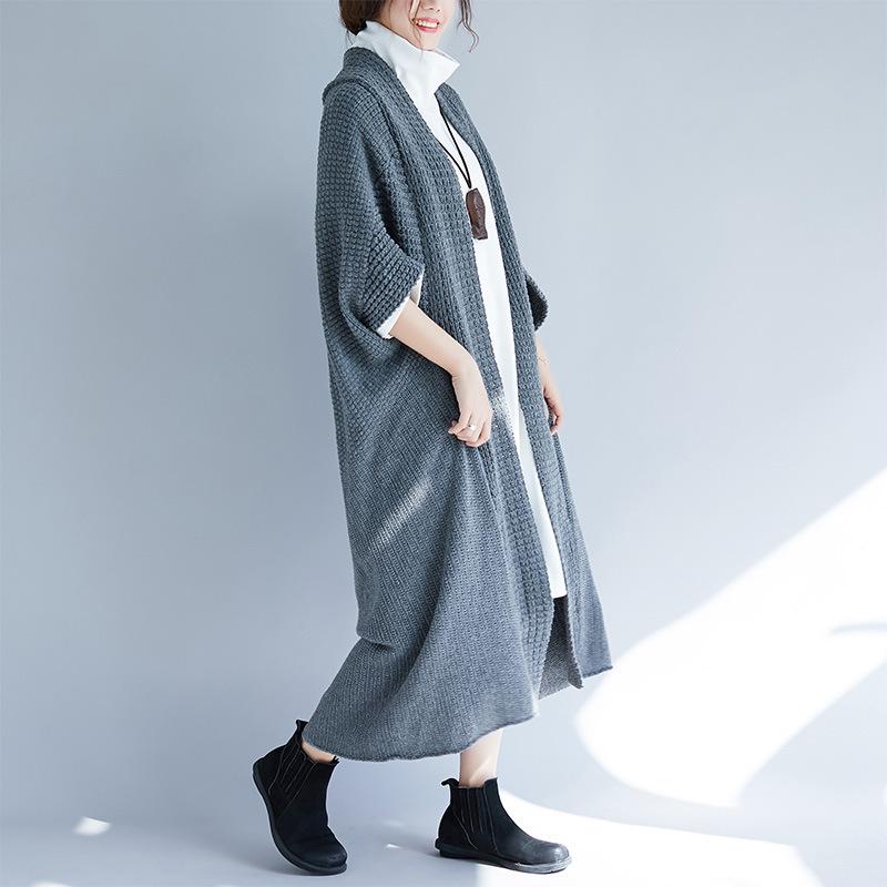 Fall Batwing Sleeves Long Knitting Overcoat-STYLEGOING