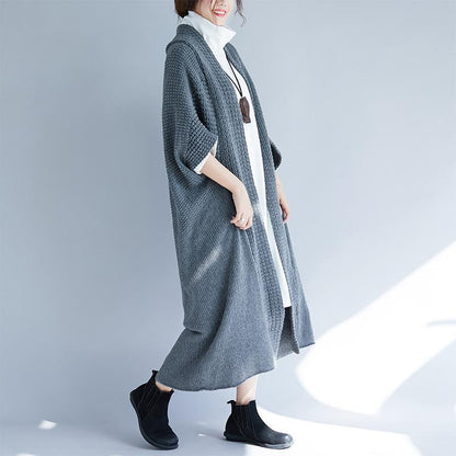 Fall Batwing Sleeves Long Knitting Overcoat-STYLEGOING