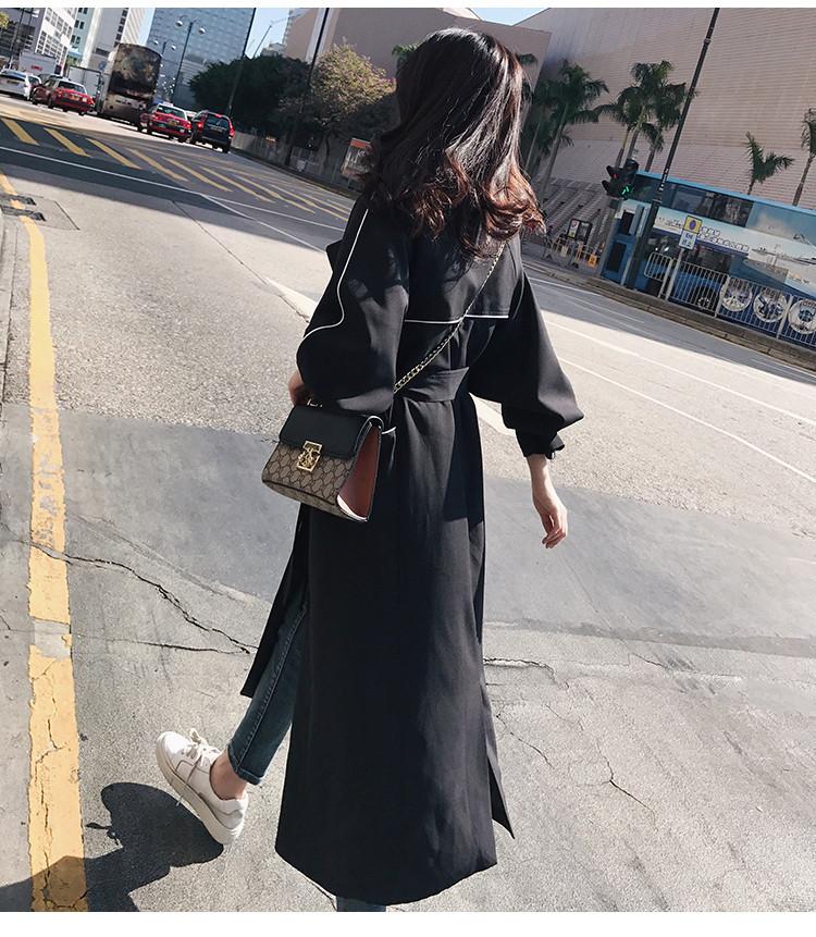 Leisure Black Women Long Trenchcoat-STYLEGOING
