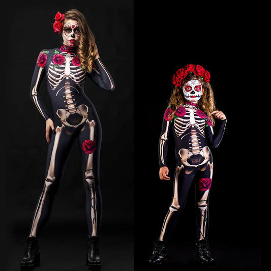 Horrible Holloween Skeleton Costume Jumpsuit for Adult&kids-STYLEGOING
