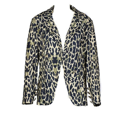 Women Fashion Leopard Slim Blazers-STYLEGOING