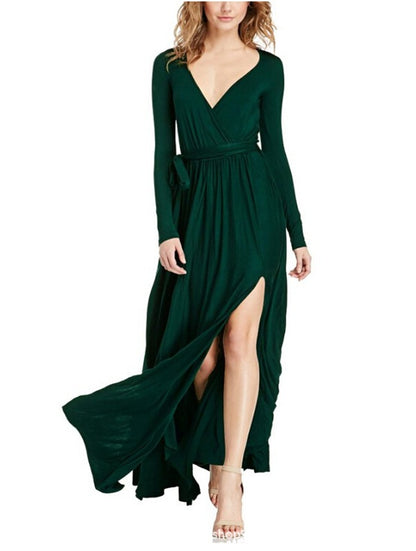 Sexy Deep V Neck Long Party Dresses