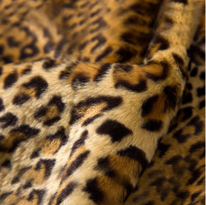 Women Leopard Design Winter Artifical Fur Overcoat