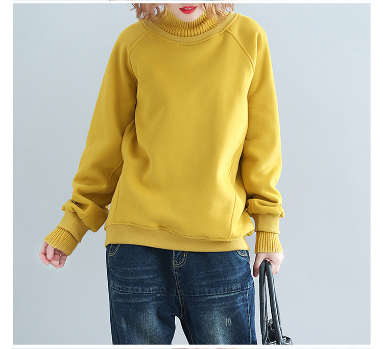 Women High Neck Velvet Plus Sizes Hoodies
