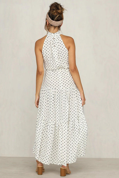 Summer Sleeveless High Neck Ruffled Long Dresses-STYLEGOING