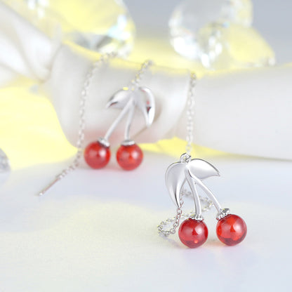 Fashion Sterling Sliver Garnet Earrings for Women