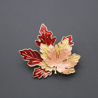 Vintage 3D Maple Leaves Necklaces and Brooch