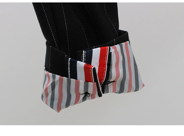 Fashion Black Striped Office Lady Outfits Sets