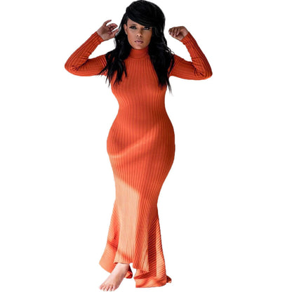 Sexy High Neck Long Knitted Dresses