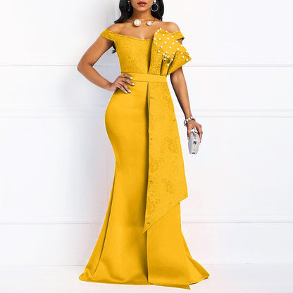 Sexy Off The Shoulder Lace Jewelry Bodycon Party Dresses-STYLEGOING