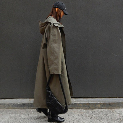 Casual Women Plus Sizes Long Trenchcoat
