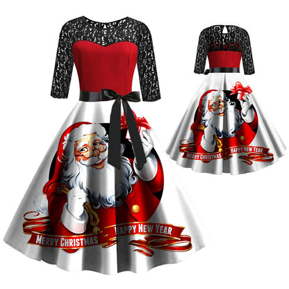 Sexy Contrast  Lace Christmas Dresses for Women
