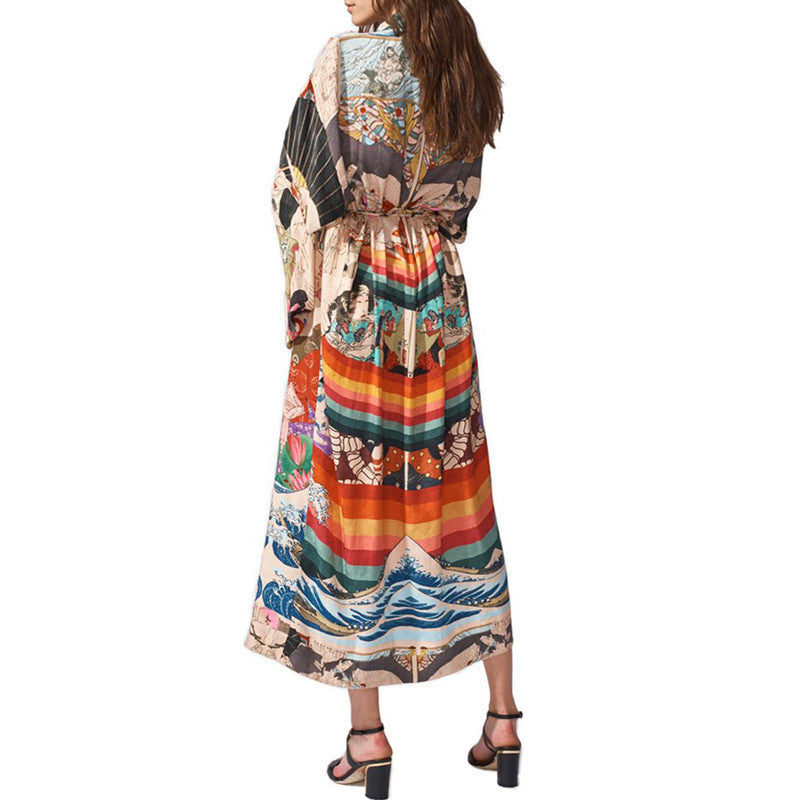 Floral Print Fast Drying Kimono Cover Ups for Beach