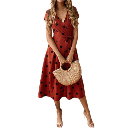Casual Women Dot Print Women Midi Dresses