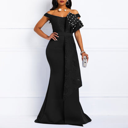 Sexy Off The Shoulder Lace Jewelry Bodycon Party Dresses-STYLEGOING