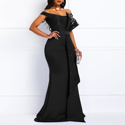 Sexy Off The Shoulder Lace Jewelry Bodycon Party Dresses-STYLEGOING
