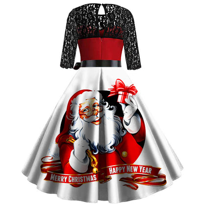 Sexy Contrast  Lace Christmas Dresses for Women