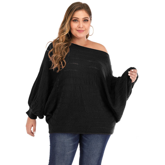 Women One Shoulder Plus Size Sweaters-STYLEGOING