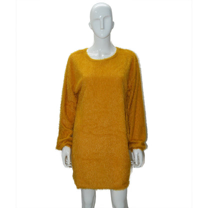 Casual Women Round Neck Plush Long Sweaters