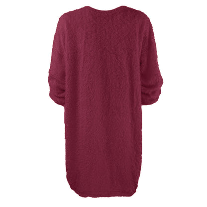 Casual Women Round Neck Plush Long Sweaters
