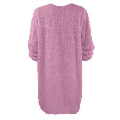 Casual Women Round Neck Plush Long Sweaters