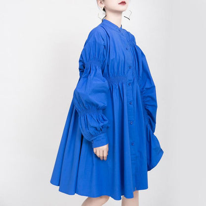 Classy Pleated Women Fall Shirt Dresses