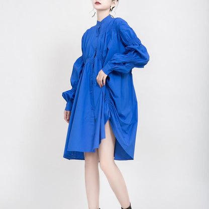 Classy Pleated Women Fall Shirt Dresses