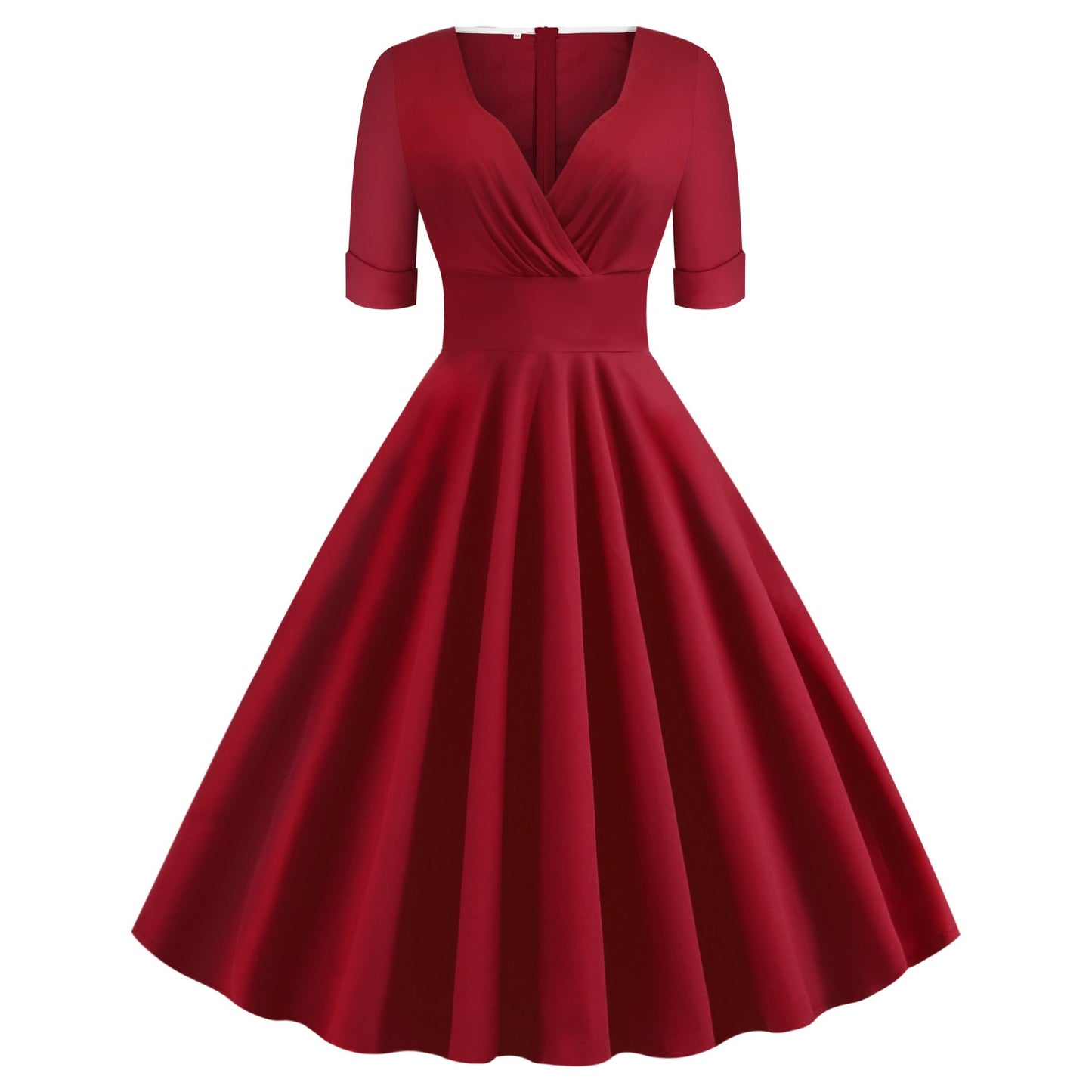 Vintage Short Sleeves V Neck Ball Dresses-STYLEGOING