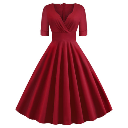 Vintage Short Sleeves V Neck Ball Dresses-STYLEGOING