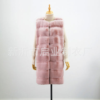 Artificial Fur Warm Winter Long Vest for Women