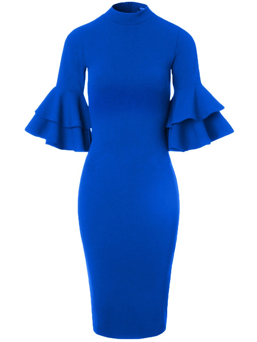 Sexy Bodycon Ruffled Plus Size Midi Dresses-STYLEGOING
