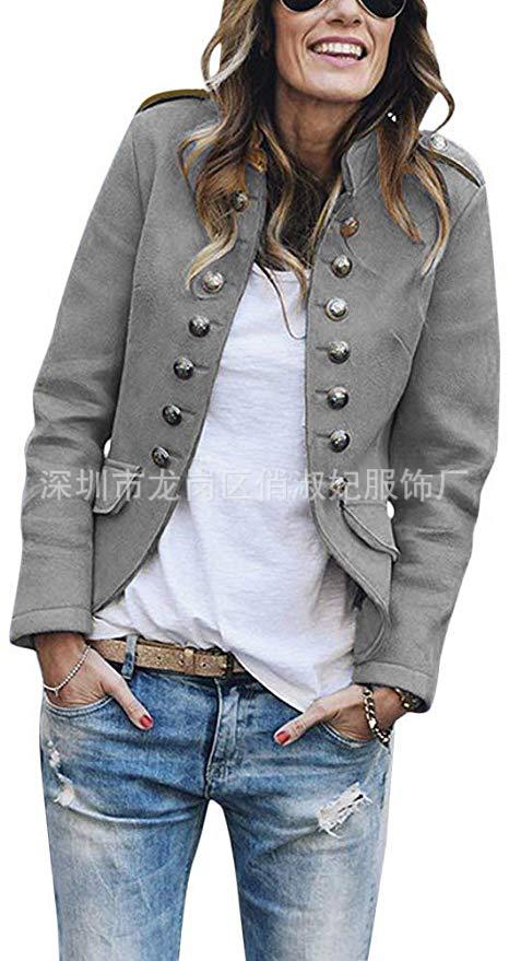 Women Button Woolen Blazer Overcoat