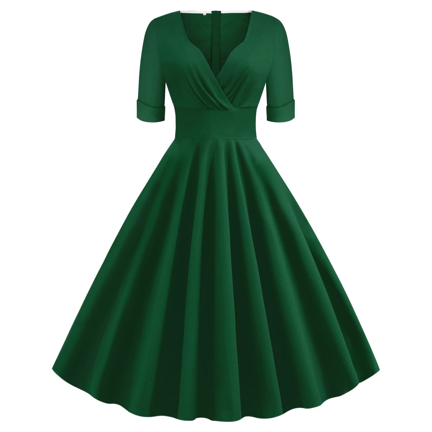 Vintage Short Sleeves V Neck Ball Dresses-STYLEGOING