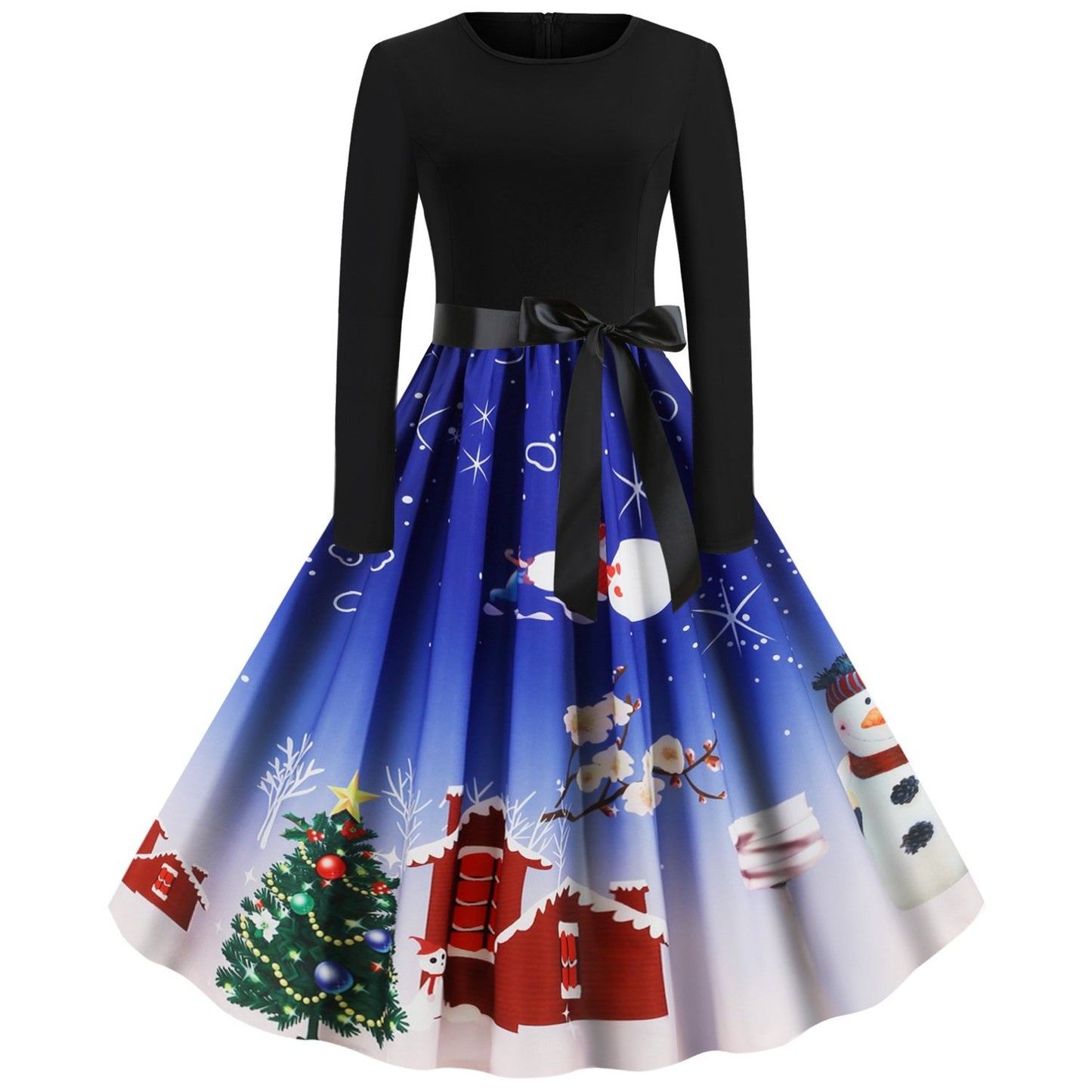 Christmas Vintage Round Neck Women Dresses-STYLEGOING