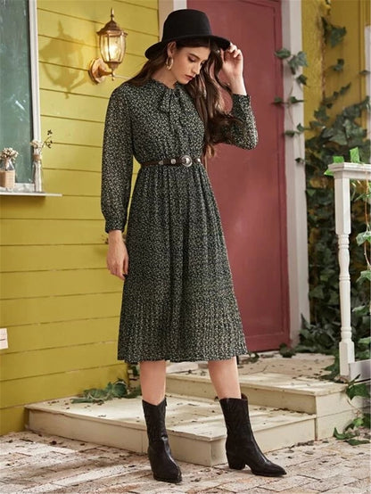 Women Chiffon Elegant Long Sleeves Fall Dresses