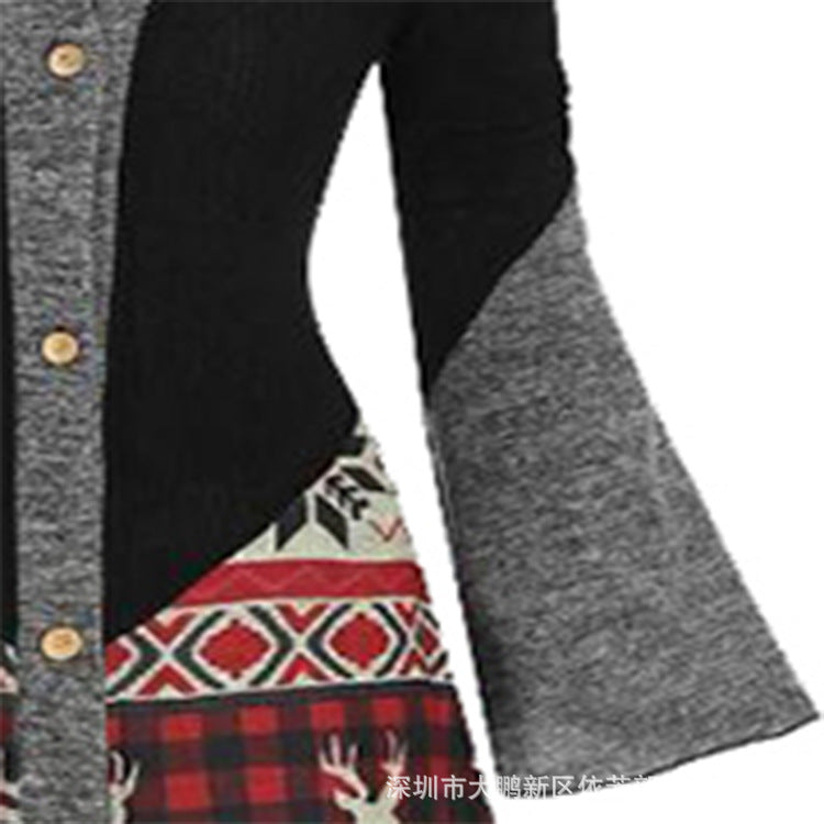 Vintage Christmas Long Sleeves Shirt Dresses