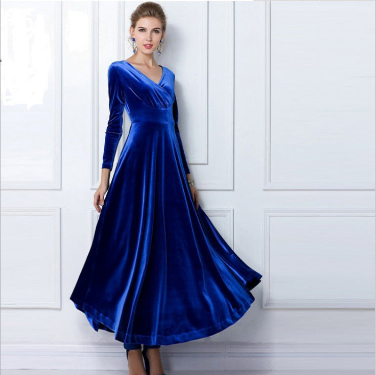 Elegant Pleuche Long Sleeves Autumn Dresses