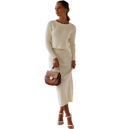 Sexy Bare Midriff Knitting Dress Suits-STYLEGOING