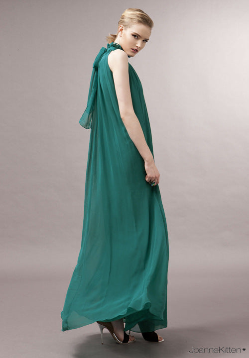 Casual Chiffon Halter Long Boho Dresses with Belt
