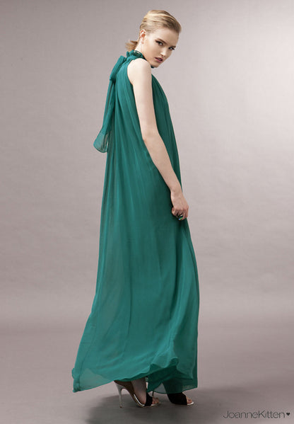 Casual Chiffon Halter Long Boho Dresses with Belt
