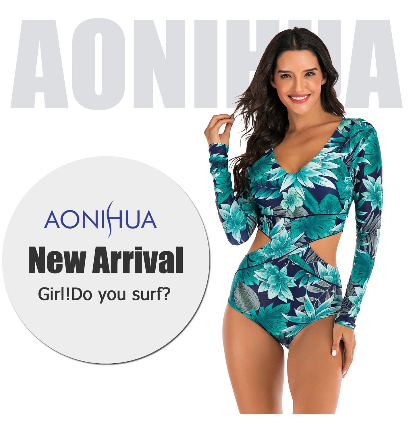 Long Sleeve One Piece Surfing Swimwear-STYLEGOING
