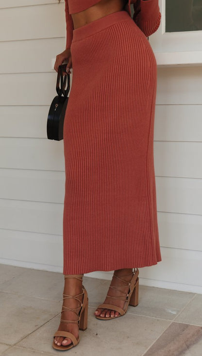 Sexy Bare Midriff Knitting Dress Suits-STYLEGOING
