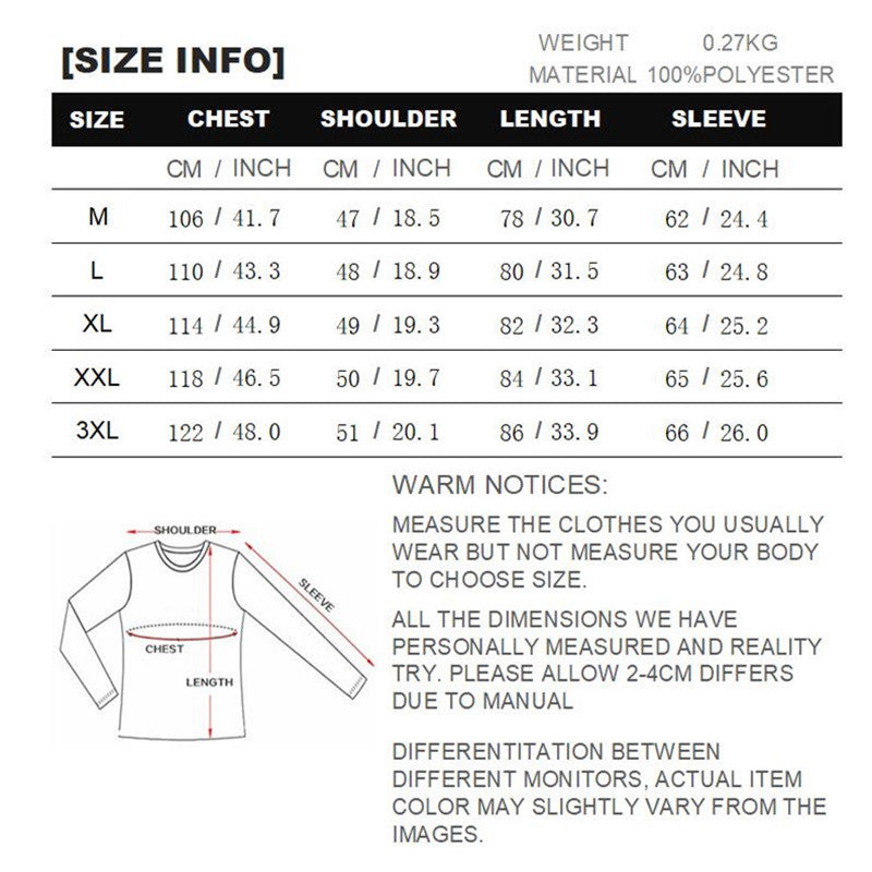 Merry Christmas Santa Claus 3D Print Men's  Long Sleeves Shirts