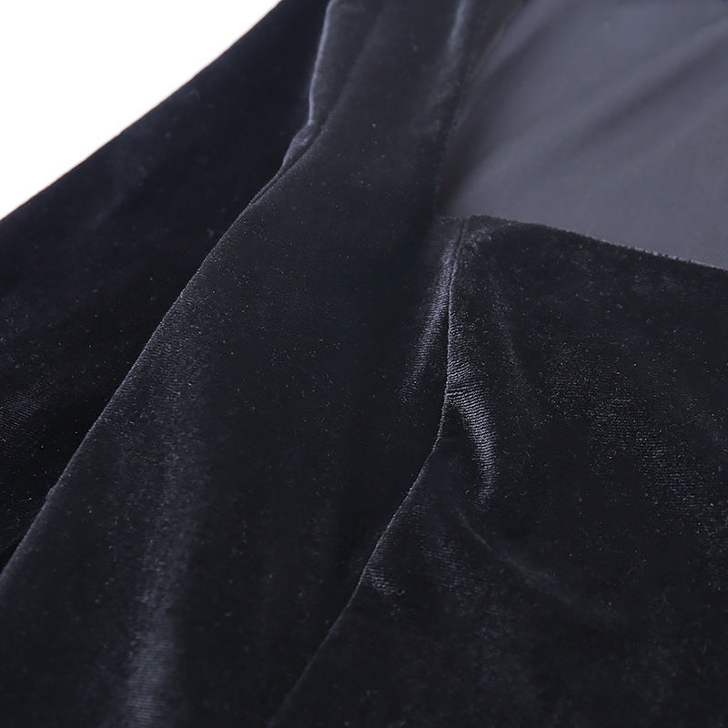 Vintage Black Split Front Mini Dresses