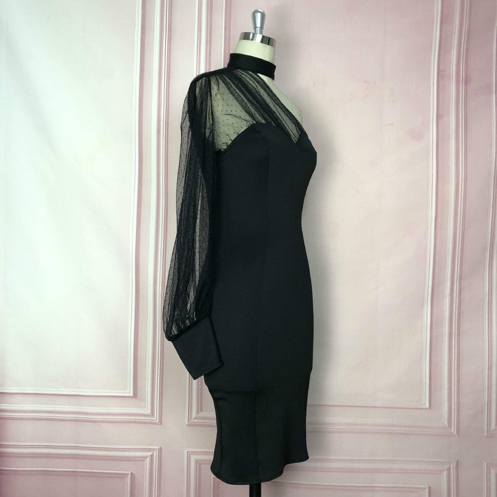 Black See Through Bodycon Dresses-STYLEGOING