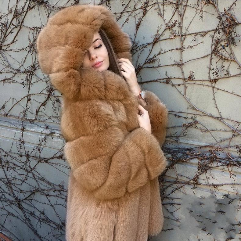 Women's Fox Fur Winter Plus Size Overcoat-STYLEGOING
